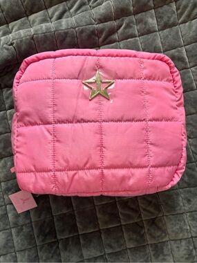 Jeffree Star Hot Pink Quilted Makeup Bag with Gold Star